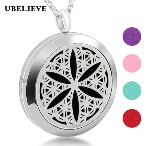 Hot Flower Perfume Diffuser Locket Necklace Stainless Steel Aromatherapy Essential Oil Locket Pendant For Women Scent Locket