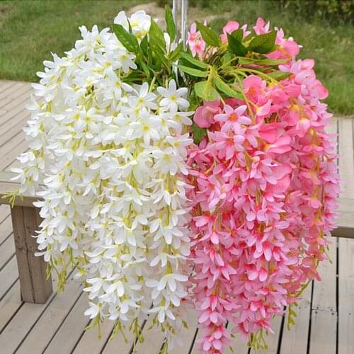 Fake Silk Wisteria Decor Flower Vines Garland 5 head/Bunch Artificial Clove Home Decoration Wedding Party Hanging Rattan