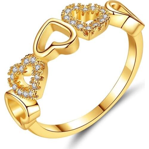 Exquisite Hollow Heart Crystal Rings for Bridal Wedding Women Engagement Party Fine Jewelry Simple Promise Couple Ring Gifts
