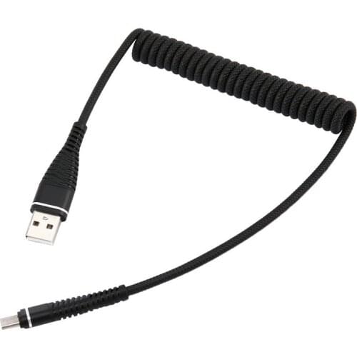 USB-C Type C Cable stretched Coiled Spring Spiral Type-C Male Extension Cord Data Sync Charger Wire Charging Cable For Samsung