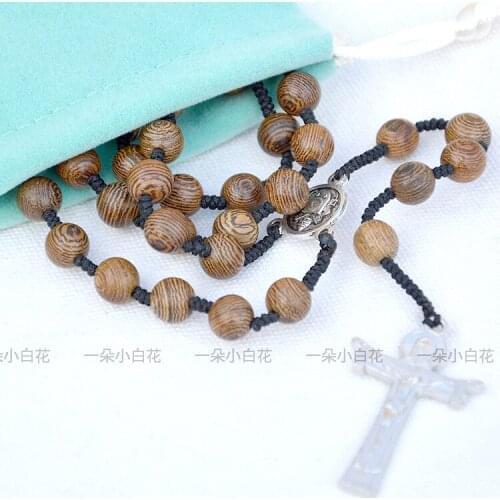 Catholic sacred rosary rosary, five-end chicken wing wooden rope 8mm rosary