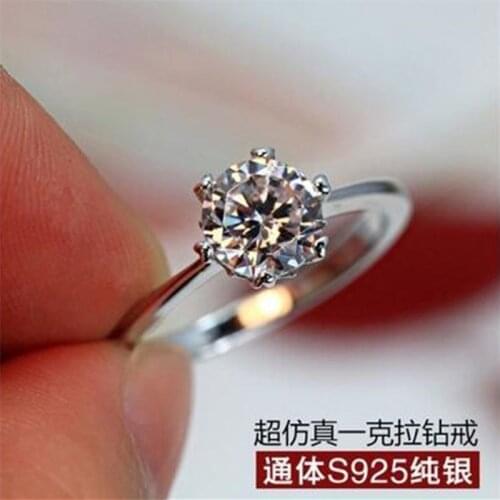 Season Gate 925 Sterling Silver Classic Ring of Six Claws for Wedding Gifts Adjustable Size Open Ring for Women Girls SR052