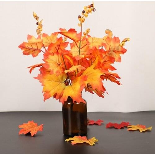 Thanksgiving Maple Leaves Artificial Autumn Leaves Bush Fall Maple Leaf Plant Vine Flower Decor Wedding Decor