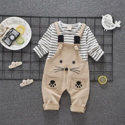 Baby Girls Boys Clothing Sets 2018 Autumn Children Clothes Suits Toddler Infant Stripe T Shirt Pants Kids Costume