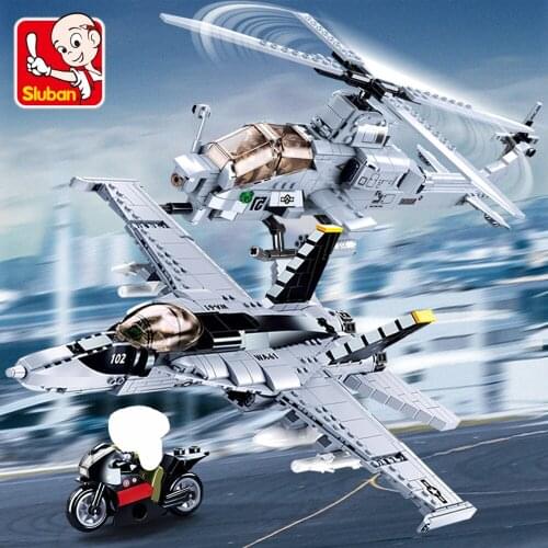 Sluban 0928 Military F/A-18 Strike Fighter Block Set US Hornet airPlane Model Modern War Building Brick Toys For Kids Boy Gifts