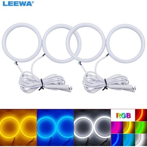 LEEWA 4X90mm Car Auto Halo Rings Cotton Lights SMD LED Angel Eyes for Lada VAZ 2110/2112 Car Styling White/Blue/Yellow #CA1133