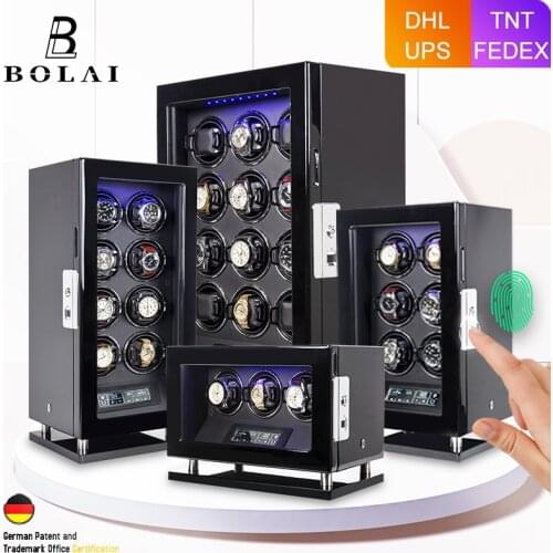 Fingerprint Unlock Automatic Watch Winder Quiet Smart Remote Control Touch Screen 2 3 4 6 8 12 Slots Watch Box