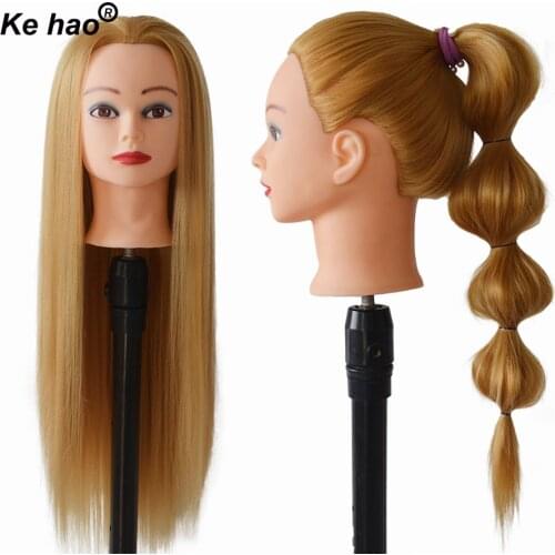 Head For Hairstyles 100% Heat Temperature Fiber Synthetic Hair Mannequin For Hairstyles 24inch Long Blonde Color For Braiding