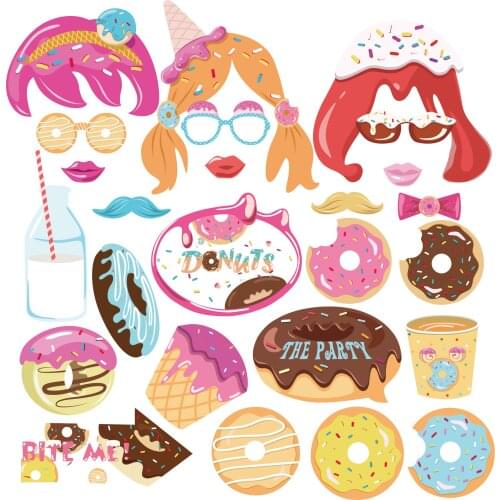 Sweet Donuts Theme Birthday Party Favors DIY Photobooth Props Decorations Baby Shower Girls Party Supplies