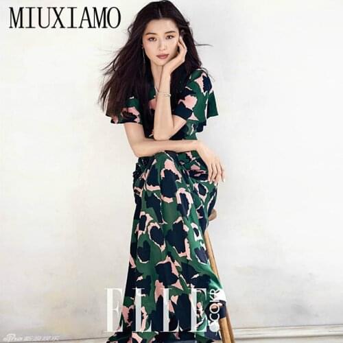 MIUXIMAO Summer Dress New High Quality Runway Dress WomenS Party Sexy Elegant Boho Beach Print Maxi Long Dresses Vestidos