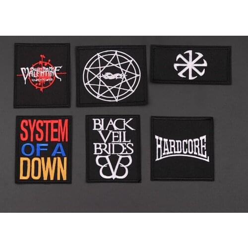 Fashion Letter Patches Punk Iron On Magic pattern Embroidery Applique Rotating blade Icon Badges Transfer Brand Stickers