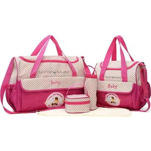 Cartoon five-piece set mommy bag fashion multi-functional pregnant women go out to collect travel handbag 5 piece set mother and