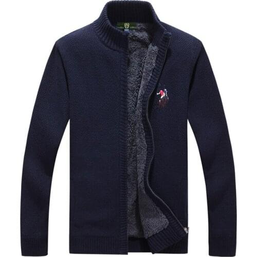 Mens Sweaters Winter 2020 Warm Thick Velvet Sweatercoat Casual Cardigan Men Sweaters Pattern Knitwear 3XL