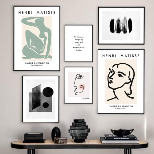 Matisse Abstract Girl Curve Wall Art happy saturday Canvas Painting Nordic Posters And Prints Wall Picture For Living Room Decor
