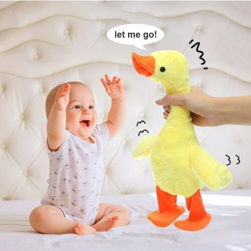 2021 New Electronic Dancing Duck Singing Dancing Decoration Gift for Kids Funny Early Education Toys Knitted Fabric Plush Toys