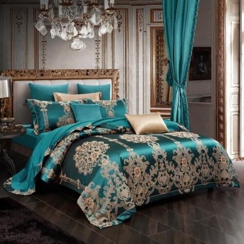 2021 new products Cotton Satin Jacquard AB side double fabric European style Bed Set luxury bedding king size 4-piece set