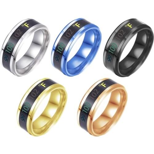 New Temperature Ring Fashion Smart Stainless Steel Classic Wedding Couple Modern Women Men Waterproof, Party Jewelry Gifts