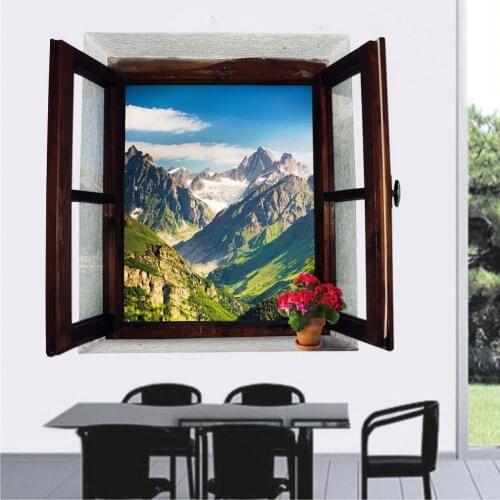 New Scenic Fake Window Simulated 3D Wall Sticker Removable Wallpaper For Household Stickers Home Decorations