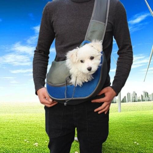Dog Puppy Pet Carrier Outdoor Travel Handbag Pouch Mesh Oxford Single Shoulder Bag Sling Mesh Comfort Travel Tote Shoulder Bag