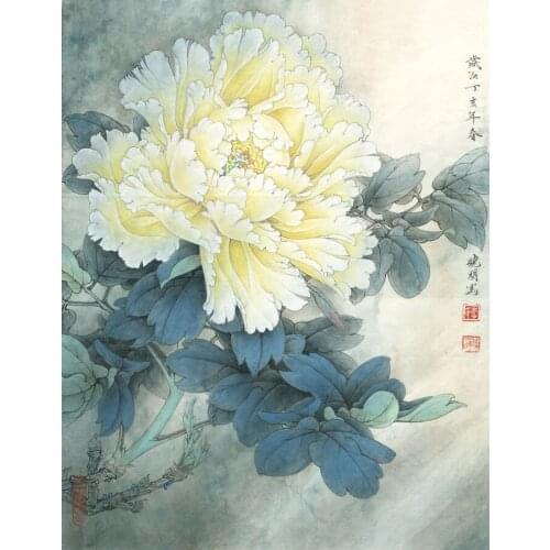 Chinese peony flower scenery oil painting canvas printings printed on canvas wall art decoration picture