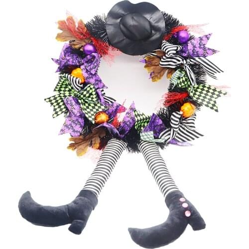 Hanging Decoration for Halloween Wreath Home Decor Hat Leg Pumpkin Door Wreath Happy Halloween Party Home Party Supplies
