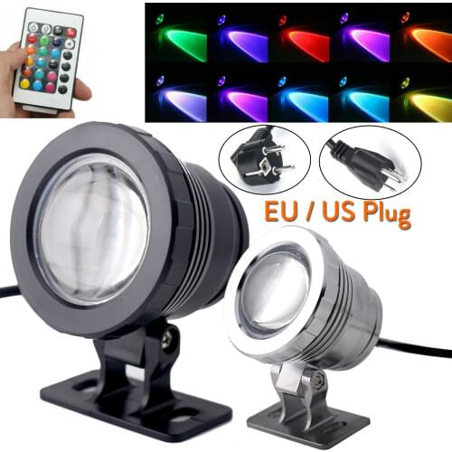 Underwater RGB Aquarium Light LED Floodlight Outdoor Waterproof Garden Spotlight Lamp for Fountain Swim Pool Pond US / EU Plug