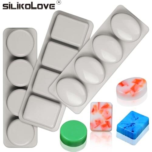 SILIKOLOVE DIY Silicone Soap Mold for Handmade Soap Making Forms 3D Mould Oval Round Square Soaps Molds Fun Gifts