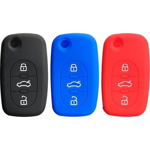 Silicone Key Cover Cap for Audi A4 B6 Tt B5 A6 C5 A3 A2 A1 Remote Control Key Case Flip Folding Remote Holder Car Accessories