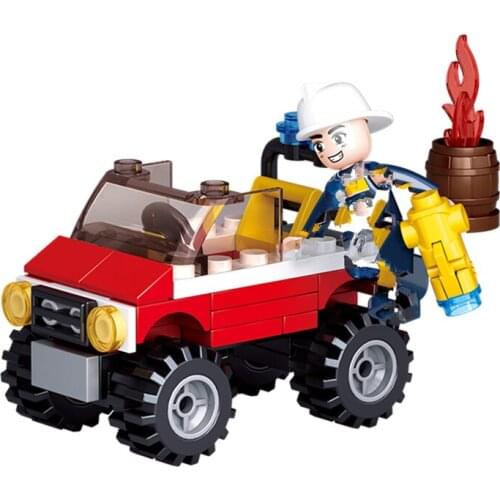 SLUBAN City Series Fire Station Hero Firetruck Car Building Blocks Model Sets Bricks Classic For Children Toys Kids Gift