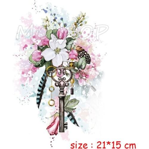 Stickers Tattoo Feather Pink Flower Totem Classical Key Leaf Tatoo Waterproof Tatto for Girl Women