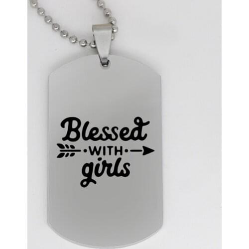 Ufine jewelry Blessed with girls pendant army card stainless steel customed necklace N4327