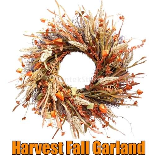Front Door Wreath Indoor Hanger Artificial Fall Autumn Fake Floral Thanksgiving Harvest Garland Decorative