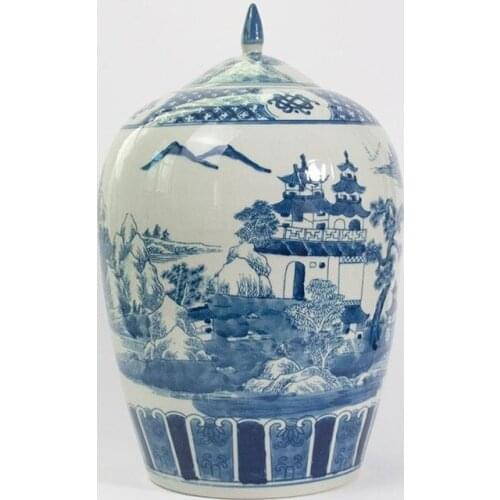 Wax Gourd Jar Jingdezhen Ceramic temple jar Antique Ornaments Porcelain Ginger jar Blue And White Porcelain Vase