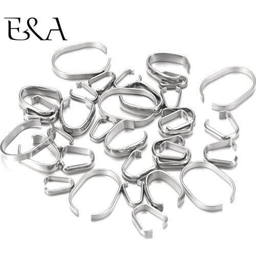 100pcs Stainless Steel Pinch Bails Snap On Clips Pendant Hooks Charm Clasps Silver Tone for DIY Findings Jewelry Making Supplies