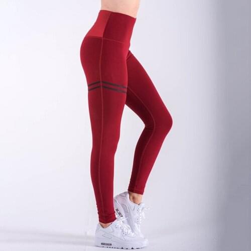 Fitness Clothing Women Elastic Sporting Leggings Stripe Print Workout Jegging Yoga Push Up Leggings Pants