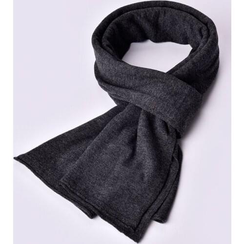 Winter 100% Lamb Wool Scarf for Men Brand 2019 Solid Black Echarpe Wraps Mans Pashmina Muffler Foulard Warm Real Wool Scarves
