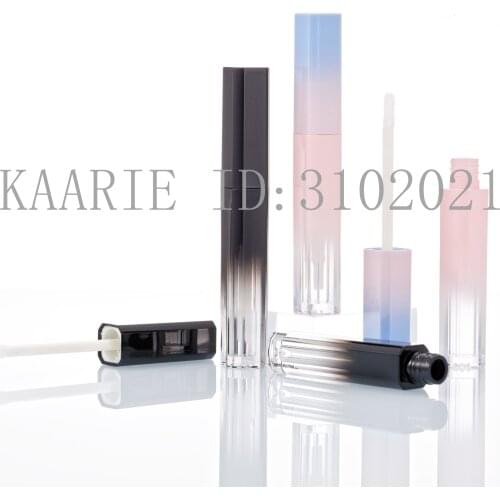 10/30/50pcs Black Gradient Plastic Cosmetic Lipstick Refillable Bottle, Empty Square Plastic Pink&Blue Makeup Lip Gloss Tube