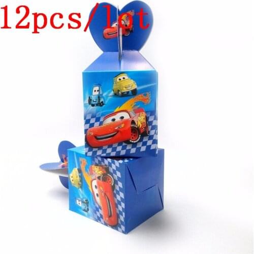 High Quality 12pcs/lot Disney Cars Theme Boy Birthday Party Disposable Candy Box Gift Box Family Party Paper Gift Box Supply