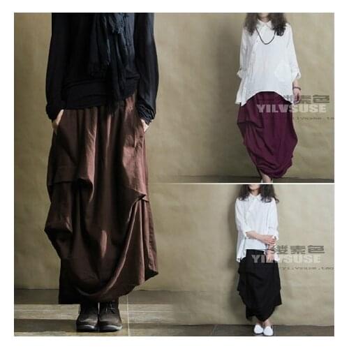 2014 Personalized Irregular Linen Cotton Skirts Long Skirts Cotton Women Irregular Skirts 16313