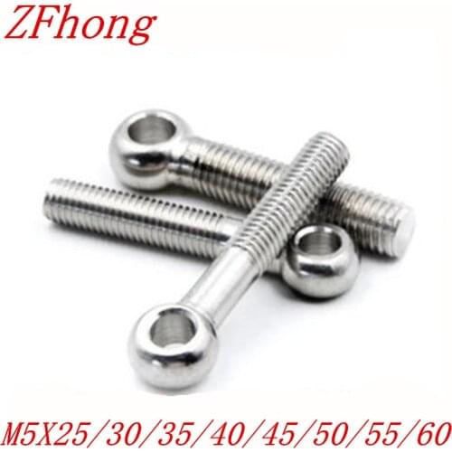 50pcs M5*20/25/30/35/40/50/60 stainless steel eye bolt stud articulated anchor bolt fasterners
