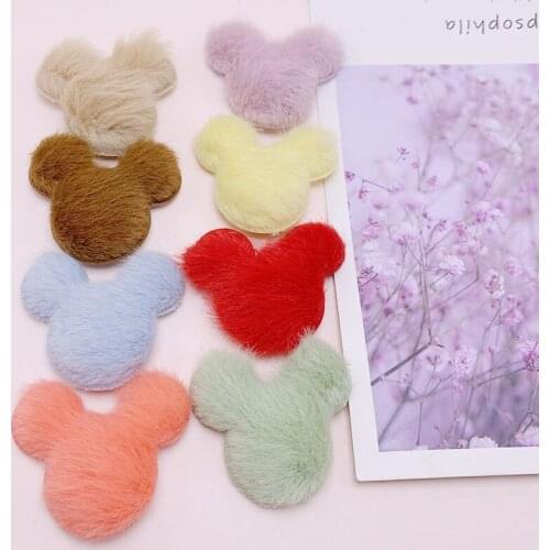 6PCS Mouse Head Ball Padded Appliques For clothes DIY Baby Hair Clip Headwear Decor Ornament Accessories