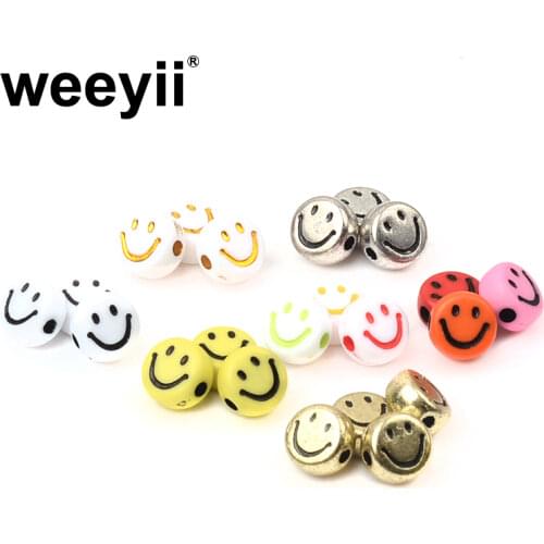 100pcs 4x7mm Mixed Round Flat Smiley Acrylic Beads Loose Spacer Beads For Jewelry Making Handmade Diy Bracelet Accessories