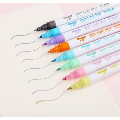 Andstal Double Lines Art Markers Pen Out Line Pen Fine Liner Marker Fineliner Calligraphy Lettering Pen Color Scrapbooking Pens