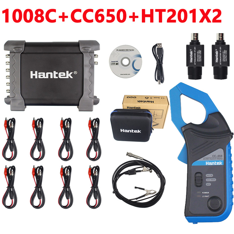 Hantek 1008C Automotive Oscilloscope with Passive Attenuator HT201 HT25 Auto PC Storage USB 8 Channels Programmable Generator