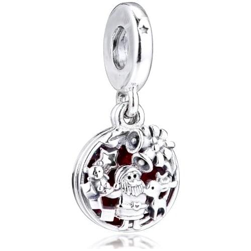 CKK 925 Sterling Silver Beads Santa Love Peace Joy Dangle Charms Fit Pandora Bracelet Women DIY Jewelry Making Wholesale