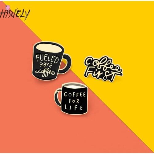 Creative coffee enamel pin series alloy paint lapel pin coffee cup metal badge banner brooch gift for a friend