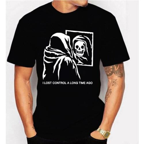 Skull Horror Devil Witchcraft Magic Cool T Shirt I Lost Control a Long Time Ago T-Shirt Unisex Streetwear Harajuku Men Black Tee