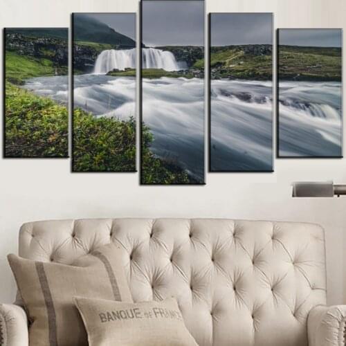 2016 Hot Sale Modern Mountain And River Landscape Canvas Painting On Canvas 5 Piece Canvas Wall Art Scenery Painting By Numbers