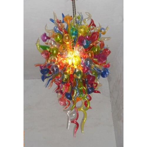 Multi Color Hand Blown Murano Glass Hanging LED Modern Crystal Hanging LED Chain Chandeliers Light
