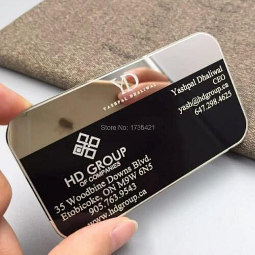 Fashion customized personalized silver metal business metal labels visiting card for souvenir